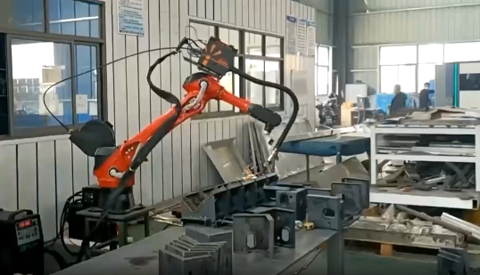 industrial robot in welding process industrial robot in welding process